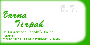 barna tirpak business card